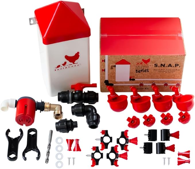 RentACoop Secure Non-Adhesive PVC (S.N.A.P) Glueless Watering System Starter Kit for 1/2" Schedule 40 PVC Pipe - Chickens, Quail, and Poultry