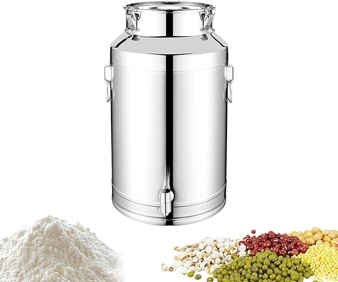 Oil Container - Airtight Stainless Steel Storage Bucket, 5L 9L 14L Large Capacity Canister with Sealed Lid Lock, Freshness Preserving Food Safe Function, Ideal for Flour Coffee Sugar Baking