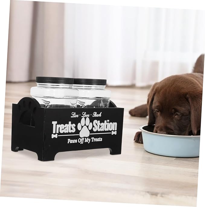 YARNOW 1set Farmhouse Wooden Dog Food Storage Box Airtight Canister Holder for Pet Treats and Snacks Capacity Organized Design for Easy Access for Multiple Pets
