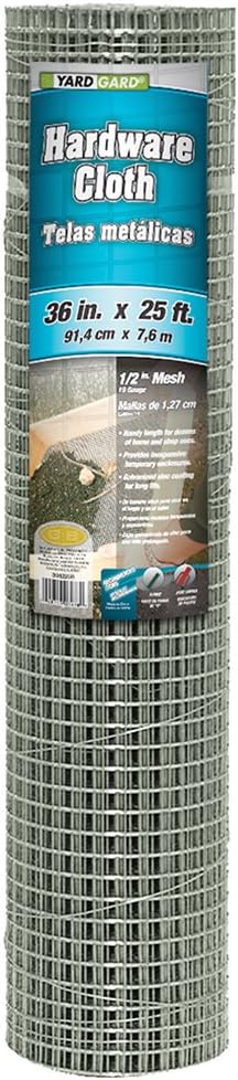 YARDGARD – 1/2 in. Mesh Welded Wire Fence Hardware Cloth – 36 in. x 25 ft. 19‑Gauge Galvanized Steel – for Garden Protection | Animal Control | Cage Wire | Poultry Netting