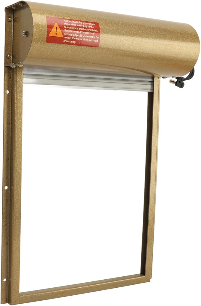 Automatic Chicken Coop Door Solar Powered Automatic Chicken Coop Door Opener with Timer for Duck Goose Farm Safety Equipment (Gold)