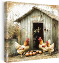 CCWORKERRY Chicken Kitchen Pictures Wall Art Rooster and Eggs Canvas Prints Farm Animals Wall Decor for Farmhouse Dining Room Decor Framed(White,16" x 16")