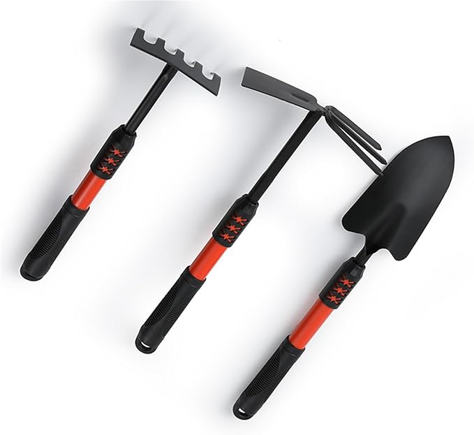 3-Piece Garden Tools Five-Tooth Harrow Mini Spade Garden Shovel Multifunctional Agricultural Gardening Tools Combination Set (Color : Z-0116)