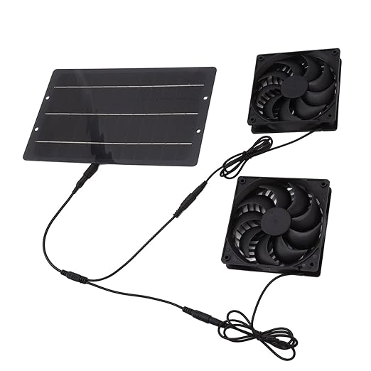 10W Solar Powered Exhaust Fan, Weatherproof Solar Ventilation Fan with Automatic Charging for Chicken Coops Greenhouses Sheds Dog Houses