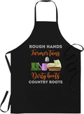 Farmer Farming Black Apron - rough hands farmer tans funny farmers farming backside Cooking Aprons Kitchen Decor