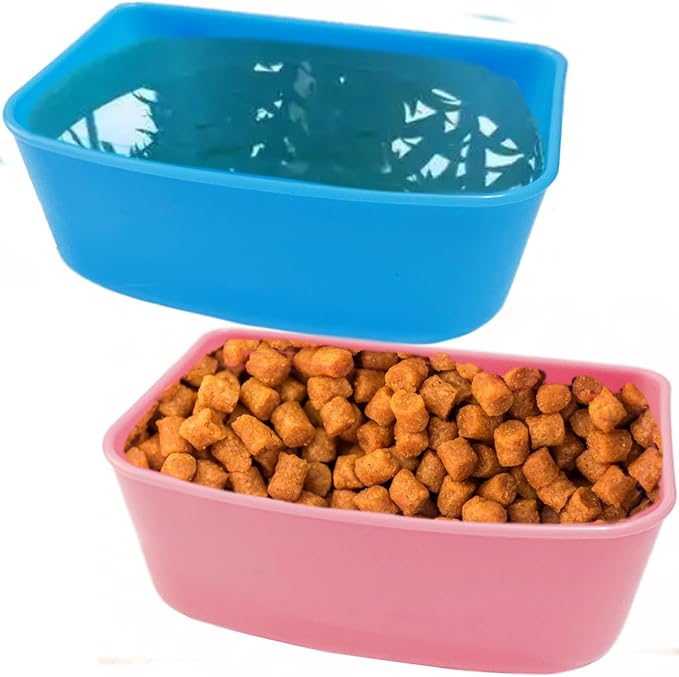 6 Pack Hanging Feeder,Food and Water Container, Bath Water Bowl Universal for Birds Hamsters Mice Rats Rabbit Guinea Pig Small Pets (Pink, Blue)