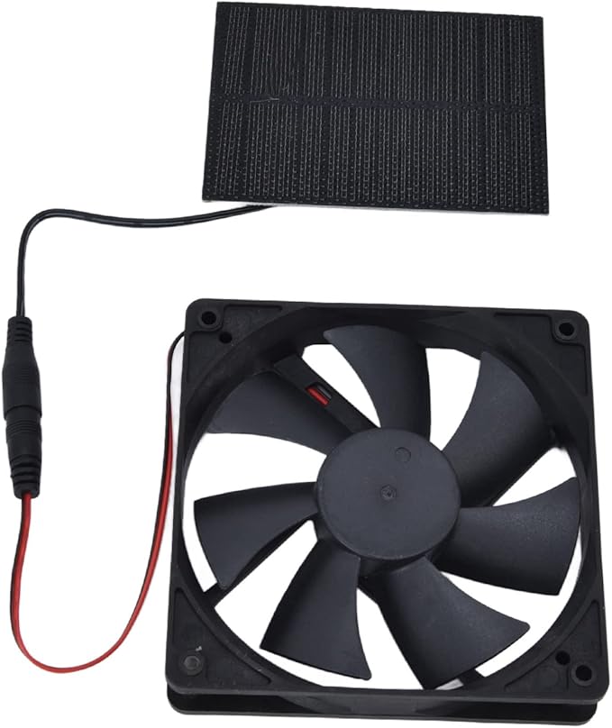 Solar Panel Fan Single Fan, Professional Solar Powered Exhaust Fan Kit Weatherproof Ventilation with Solar Panel Kit for Chicken Coops Greenhouses Sheds Pet Houses 3W 4.7x4.7in Fan