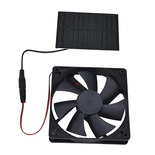 AUNMAS Solar Powered Fan Mini Ventilator Kit, Automatic Greenhouse Chicken Coop Exhaust Ventilation Cooling System 5V 3W Outdoor Energy Efficient Weather No Battery (The number of fan pages is random)