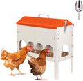 JLUHYANN15Lb Automatic Chicken Feeder, Metal Chicken Feeder with10 Feeding Port and Adjustable Legs No Waste Poultry Feeder Trough for Chickens Geese Ducks Turkeys Quails