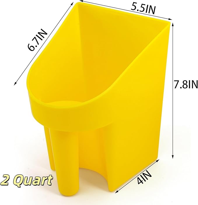 Cedilis 8 Pack Plastic Enclosed Feed Scoop, 2 Quart Heavy Duty Bird Seed Scooper with Handle, Large Scoop for Horse Chicken Goat Livestock Animal Feeding, Stackable, Durable