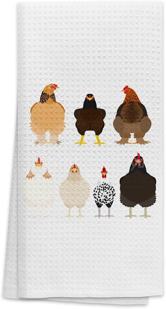 OHSUL Cute Cartoon Chickens Highly Absorbent Kitchen Towels Dish Towels Dish Cloth,Funny Chicken Hand Towels Tea Towel for Bathroom Kitchen Decor,Chicken Lovers Farm Girls Women Gifts
