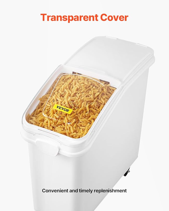 Mophorn 21 Gallon Food Storage Containers 500 Cup Ingredient Bin with Scoop and Sliding Lid Commercial Food Container Ideal for Rice storage, Dog Food Container, Flour and Sugar Containers, White