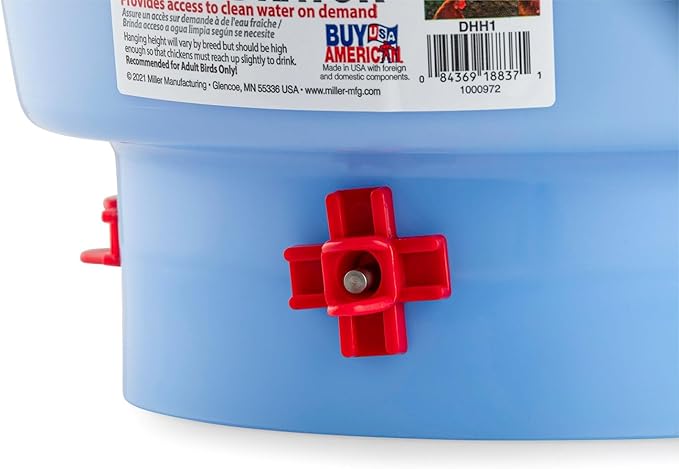 Little Giant® Deluxe Hen Hydrator | 1 Gallon | Gravity Fed Poultry Waterer | Durable Water Dispenser for Flocks | Made in USA