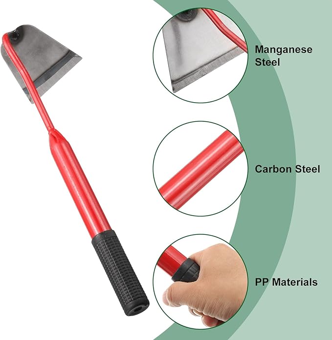 HARFINGTON 2pcs Garden Hoe 15.75" x 3.5" Steel Hoe Garden Tool Anti-Rust with Non-Slip Handle Edger Weeder Shovel for Backyard Loosening Farm Planting Weeding, Red