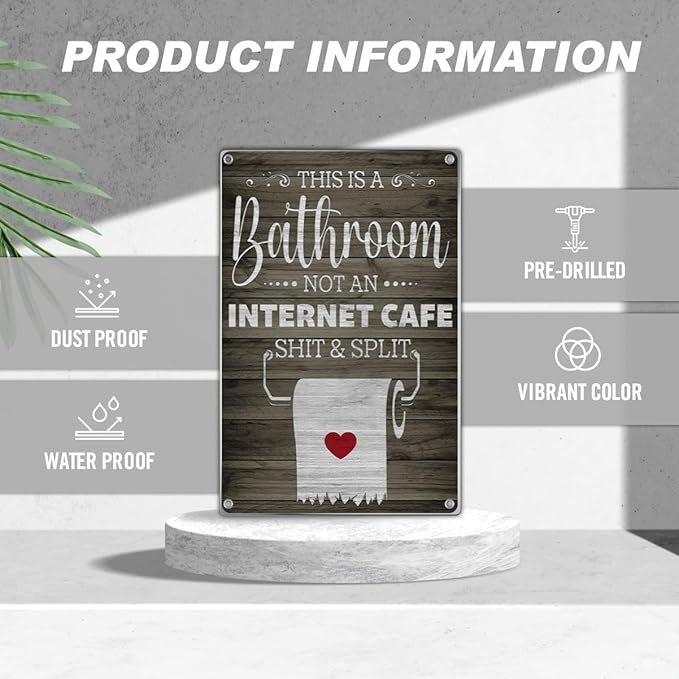 Funny Bathroom Quotes Metal Sign This Is A Not An Internet Cafe Wall Decor With Toilet Paper Illustration For Restroom Decoration 8 x 12 Inch Home Vintage Aluminum Outdoor