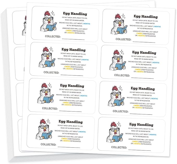 160 Pcs Egg Carton Labels, Eggs Handling Stickers Farm Fresh Laid on Sticker PET Adhesive Egg Packaging Sticker for Box Container Carton Farm Supplies, 2x4 Inch