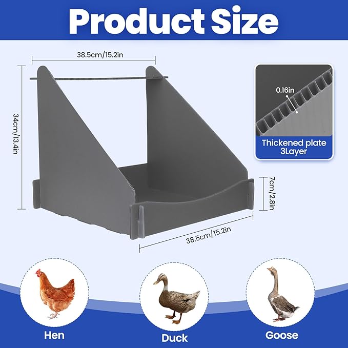 4 Pack Nesting Boxes for Chickens, Chicken Nesting Box for Laying Eggs, Durable Chicken Laying Nest Box for Hens, Ducks and Poultry, Gray