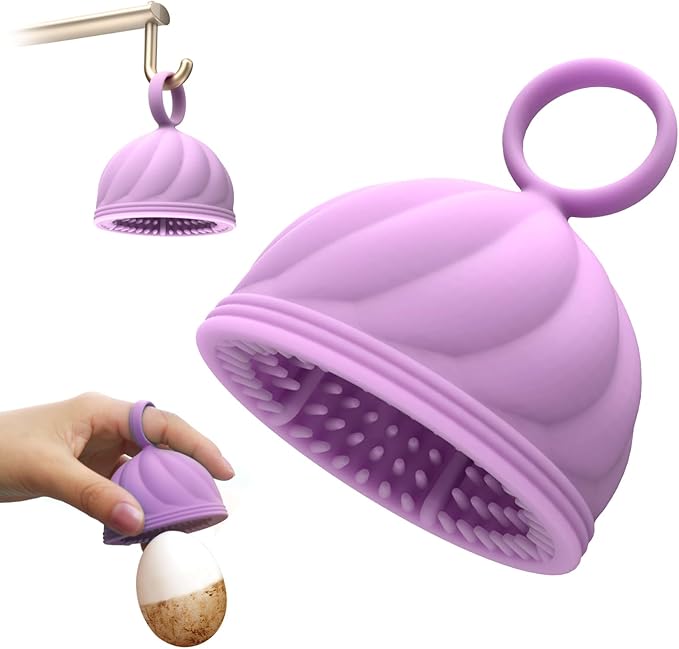 Egg Washer for Fresh Eggs - Upgraded 2.0 Silicone Egg Scrubber | Farm Fresh Egg & Vegetable Scrubber (Purple 1Pcs)