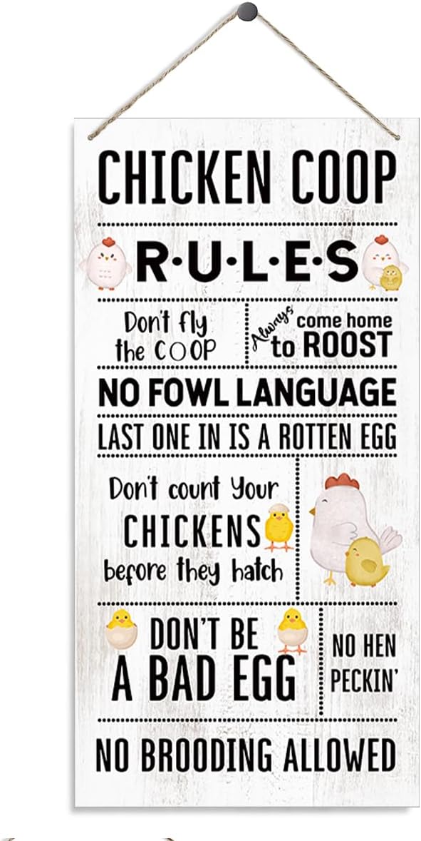 Chicken Coop Sign, Farm Decor, Chicken Hen House Decor, Decorative Wood Hanging Wood Plaque, Rustic Home Decoration, Farmhouse Hanging Decoration for Indoor Outdoor