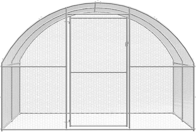 Large Outdoor Chicken Coop 10x10x6.6ft, Galvanized Steel Walk-in Poultry Cage for Backyard, Durable Metal Run for Chickens, Ducks and Small Animals