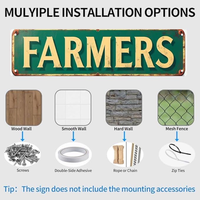 Decorative Tin Signs for Farm VibeFarmers s 16 * 4 Inches - Fits Backyard, Garden, Living Room - Vintage Garden Decor, Outdoor Signs, Unique Wall Decor