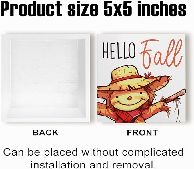 Fall Decorations for Home Farmhouse Office Bedroom Playroom Bathroom, Fall Scarecrow Sign, Autumn Decor Wood 2401