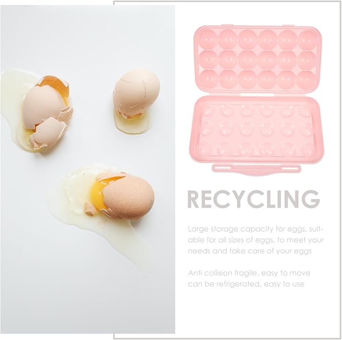 UPKOCH Plastic Egg Container for Refrigerator 18 Count Egg Holder with Airtight Lid Stackable Organizer for Kitchen Fridge Storage and Protection