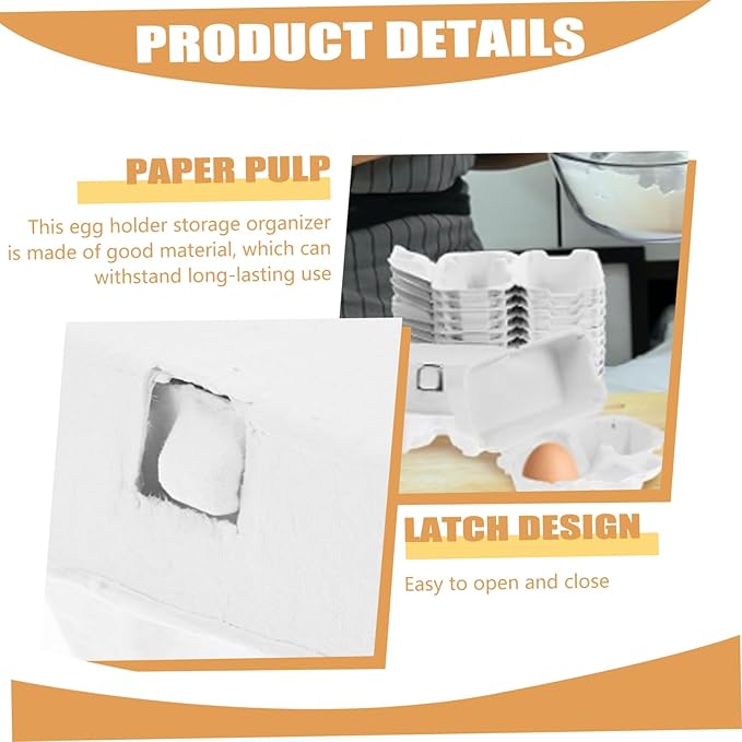 Paper Egg Cartons, 50PCS 2 Count 3x4 Paper Pulp Egg Cartons, Reusable No Breakage for Refrigerator Farm Market Travel.