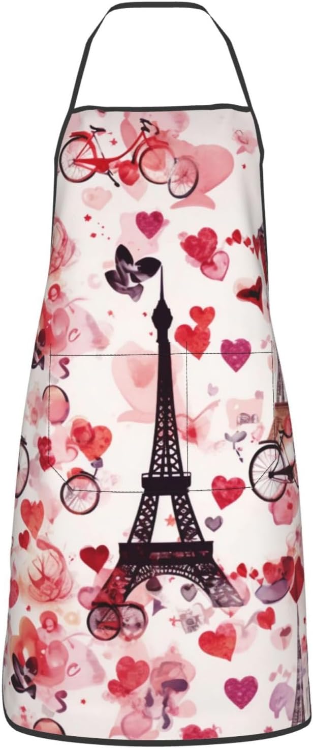 Cute Colorful Dog Paw Printed Unisex Bib Aprons BBQ Cooking Kitchen Aprons for Women Men Chef