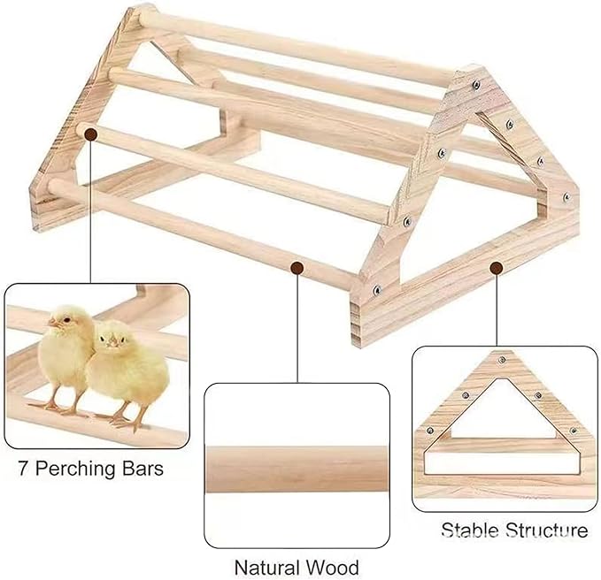 Roosting Bars for Chickens in Coop - Chicken Perches Roostys, Wooden Roosting Bars for Hens, Large Jungle Gym Stand for Curious Birds, Parrot Perch for Indoor & Outdoor Use (3 Set)