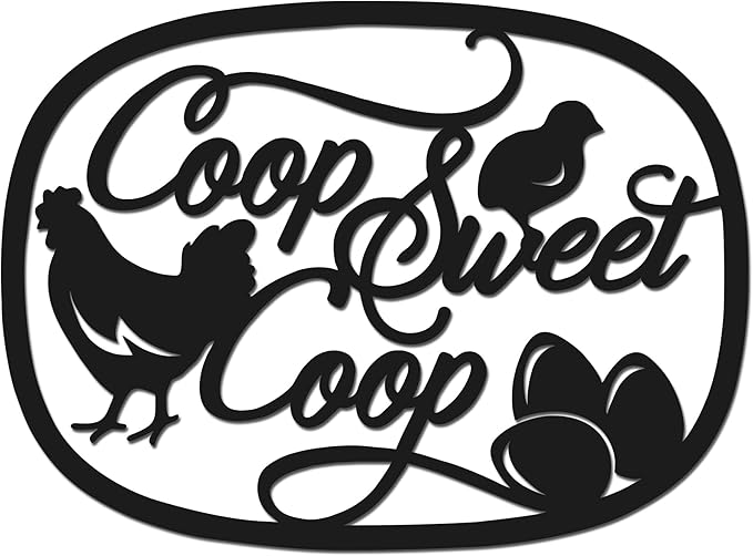 Sweet Chicken Coop Signs, Metal Hen with Chicks Farm Decor - Rustic Chicken Coop Decor for Garden, Farmhouse Kitchen, Funny Farm Wall Art Gift