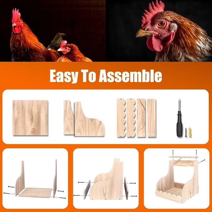Wood Chicken Laying Eggs Boxes,Single Compartment Hens Nesting Box(13.75" L x 13" W x 14.5" H),Big Duty Laying Nest Box for Duck Birds Poultry, Easy Assembly