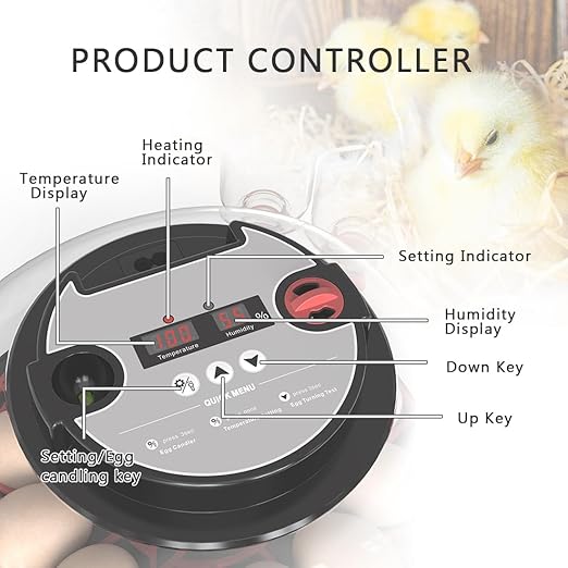 Incubators for Hatching Eggs Incubator with Automatic Egg Turning and Humidity Control, 360° Clear View, Poultry Incubator for Hatching Chicken, Duck, Quail, Pigeon, Goose Eggs (Black)