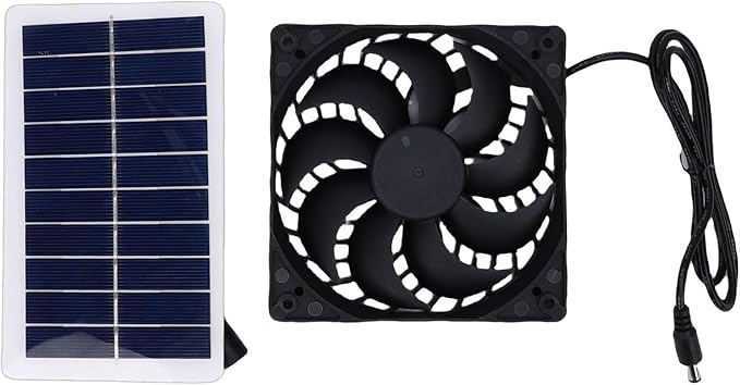 Greensen Solar Exhaust Fan, 2W ABS Powered Ventilation Fan with Solar Panel for Chicken Coop Greenhouse Shed Pet House Window