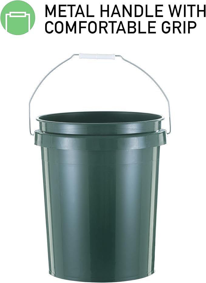 United Solution ECOSense 5 Gallon Bucket, Heavy Duty, Comfortable Handle, Perfect for on The Job, Home Projects, or Cleaning; Made from 90% Recycled Materials.100% Recyclable (Pack of 3)