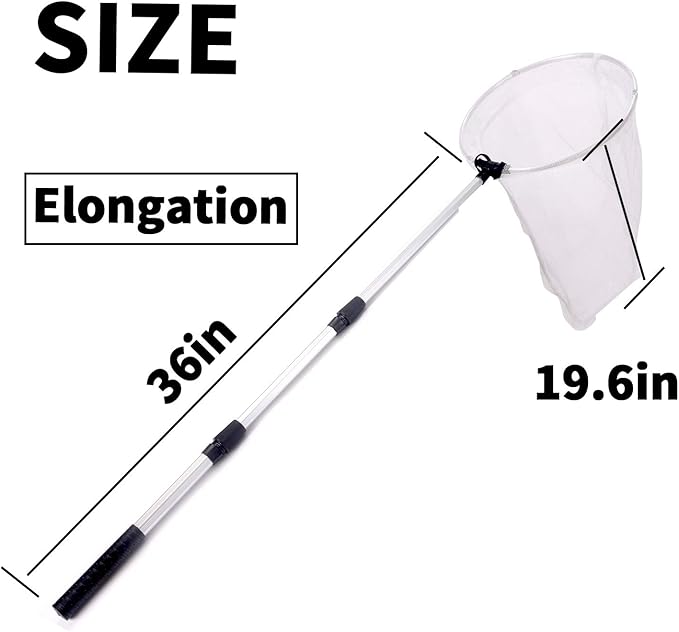 2 Pack Telescopic Butterfly Net, Extendable Fishing, Insect Toy Nets for Kids and Family, Aluminum Alloy (Silver Extends to 36 Inches, Blue Extends to 26 Inches, Pack of 2)