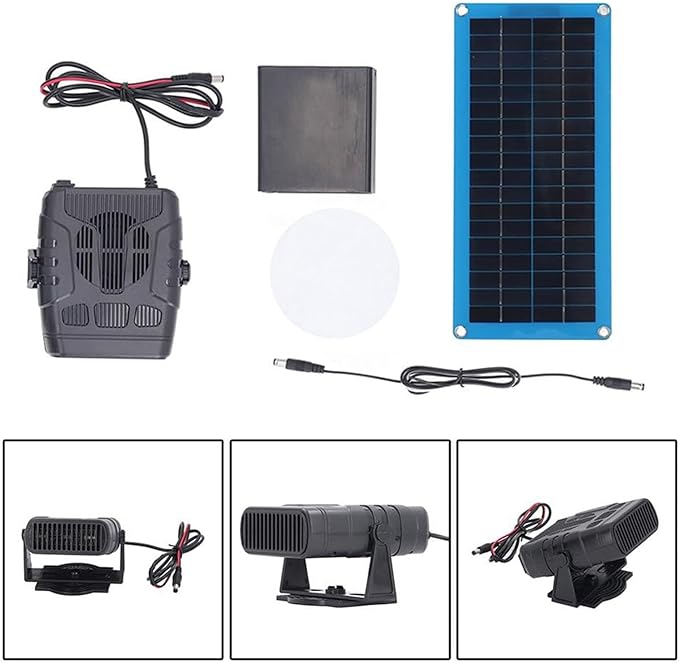 30W Single Chicken Coop Heater, Solar Powered Heater, 30W Single Solar Panel Heater Portable Solar Panel, Rechargeable Solar Panel Fan Kit for Outdoor Drying Heating Pet House Warm Wind Gear