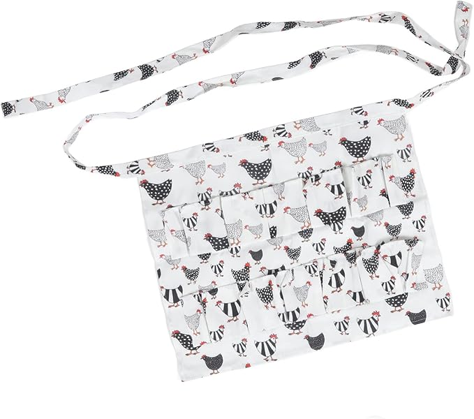 Egg Collecting Apron with 12 Pockets | Convenient Chicken Duck Goose Egg Gathering | Farm & Kitchen Apron for Adults | Sturdy Cloth Material, 160g Weight (Style 5)