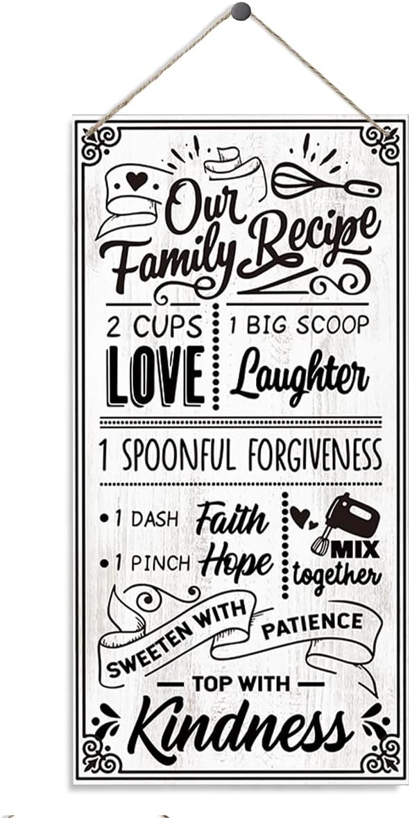 Our Family Recipe Sign, Funny Kitchen Rules Sign, Home Kitchen Decor, Decorative Wood Hanging Wood Plaque, Positive Wall Decor, Funny Cooking Sign, Kitchen Wall Art, Farmhouse Kitchen Sign