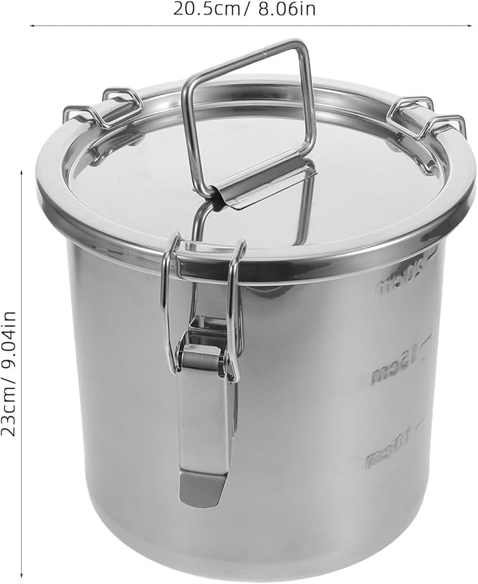 PRETYZOOM Metal Airtight Canister: Heavy-Duty Stainless Steel Rice Container with Seal Lid for Kitchen and Transport - Grain Storage Bin for Flour Cereal and Dry Good 6L
