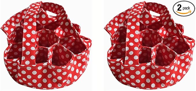 2 Pieces Egg Basket Collecting Bags with 9 Pouches，Durable Canvas Apron Egg Holder (Red)
