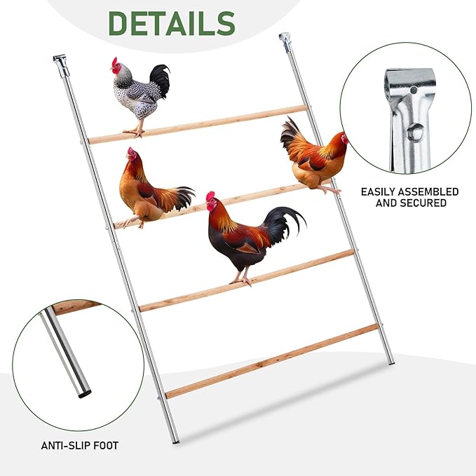 VINGLI Chicken Roosting Bars for Coop, Chicken Perches, Chicken Ladder Toys for Backyard Farms (41.3" L x 56.7" H)