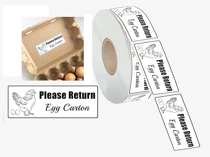 1 x 2.625 Inch 500 Pcs Please Return Egg Cartons Stickers Farm Fresh Eggs Carton Labels - Chicken Container Packaging Stickers for Egg Producers,Organic Farms,Farmers’ Markets