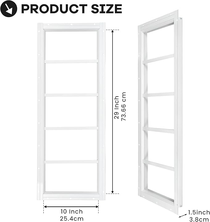 Shed Windows 2 Pack, Fixed Transom Windows 10" x 35" with Tempered Glass, Garage Doors Window for Shed, Chicken Coop, Playhouse, Household (White)
