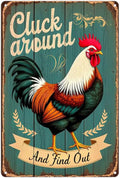 Cluck Around and Find Out Rooster Metal Sign 8x12 Inch Grade Reflective Sheeting Rust Free Aluminum Easy to Mount Pre-Drilled Holes Decor for Farm Chicken Coop Kitchen Backyard