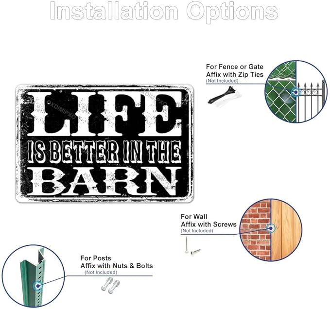 Life Is Better in The Barn Metal Sign Vintage Barn Art Wall Decor Home Wall Decorations Shelf Entrance Wall Decor Signs Aluminum 8x12 Inch