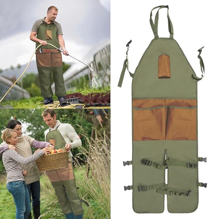Gardening Apron with Pockets for Women & Men, With Adjustable Straps,Ideal for Gardening, Cooking, Painting