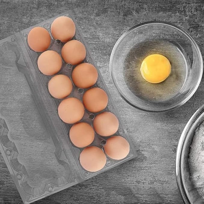 Limera Disposable Plastic Egg Cartons, Clear, 100 Pieces, Tray Egg Container Holder for Refrigerator (12 Egg Tray), Transparent