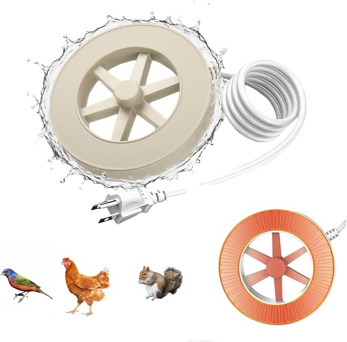 70W Heated Bird Bath for Outdoors in Winter - Cast Aluminum Submersible Thermostatic Control Heated Chicken Waterer with Auto Shut Off,Energy Efficient for Patio Yard,Garden,Chicken coop,Pond