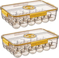 CottonColors Egg Holder for Fridge 24 Container for Refrigerator Organizer for Refrigerator Stackable Storage With Lids for Timer(2 pack)